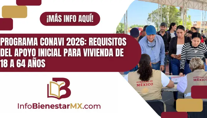 Programa CONAVI 2026: Requisitos del apoyo inicial para vivienda de 18 a 64 años