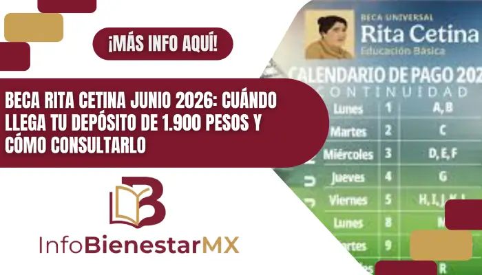 Beca Rita Cetina junio 2026: cuándo llega tu depósito de 1.900 pesos y cómo consultarlo